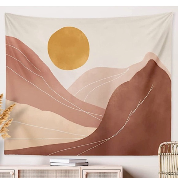 Neutral Minimalist Sunrise/Sunset Warm Colorful Festival Boho Tapestry/Wall Art - Picture 1 of 6